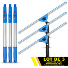 Gritt Commercial - Ensemble de nettoyage de vitres - Raclette pivotante de 18 po - Manche télescopique de 20 po - Lot de 3-Les outils se fixent facilement au manche télescopique inclus de 6 pi