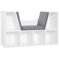 HOMCOM - Bibliothèque à 6 compartiments avec coussin de siège - gris-Cette bibliothèque élégante et stylée s'intègre parfaitement à votre décoration intérieure 