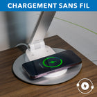 Mount-It! - Lampe de bureau LED avec recharge sans fil - Argent/blanc-Base stable avec recharge sans fil intégrée pour smartphones compatibles et port USB-C, vous permettant d'alimenter vos appareils compatibles