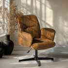 Chaise de Bureau Relax à Hauteur Réglable Homy Casa – Suédine Marron-Profitez d'une mobilité totale avec la fonction pivotante à 360 degrés pour des mouvements faciles autour de votre espace de travail
