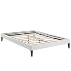 Modway - Tessie Vinyle Cadre de lit queen avec pieds carrés effilés, Blanc-Cadre en bois massif