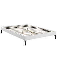 Modway - Tessie Vinyle Cadre de lit queen avec pieds carrés effilés, Blanc-Cadre en bois massif