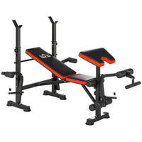 Soozier - Banc de musculation réglable avec développeur de jambes et support pour barre-Rack à squats multifonctionnel avec banc comprenant extension des jambes et butterfly curl pour divers modes d'exercices