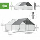 PawHut - Grand poulailler galvanisé enclos à marcher 9,8 pi x 13,1 pi x 6,6 pi-Construction robuste en acier galvanisé massif 