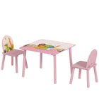 Qaba - Ensemble table et chaises pour enfants, table et 2 chaises avec motif animal, mobilier d’activité pour enfants - rose-Ensemble de 3 pièces avec une table et 2 chaises  
