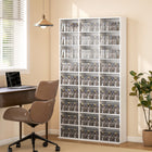 HOMCOM - Armoire de rangement multimédia à 9 niveaux - 68.9 po H - blanc-Étagères réglables offrant 22 niveaux de hauteur pour des agencements personnalisés