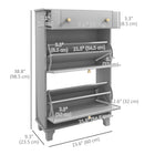 HOMCOM - Armoire à chaussures étroite avec 2 tiroirs basculants pour rangement - gris-Le dessus plat permet d’exposer des objets décoratifs ou de ranger des essentiels 