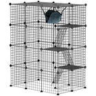 PawHut - Cage pour chat 4 niveaux, parc pour animaux DIY avec hamac, plateformes, rampes-Conception spacieuse à quatre niveaux offrant suffisamment d’espace pour plusieurs chats 