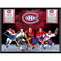 Montreal Canadiens collage de 5 joueurs With Laser Cut-Out Alumni - Impression encadree - 34" x 24"-Qualité supérieure - funinn