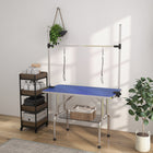 PawHut - Table de Toilettage pour Chien Réglable avec 2 Harnais de Sécurité - Bleu-Panier en métal grillagé sous le plateau pour un rangement facile et pratique de vos outils, le grillage empêchant l’accumulation d’eau ou de liquide pour plus d’hygiène