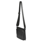 Nicci - Sac à bandoulière pour femme avec poche avant zippée - Noir -Longue bandoulière réglable en toile (hauteur de 11,81 po à 22,83 po)
