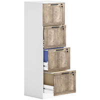HOMCOM - Classeur 4 tiroirs pour documents format lettre/A4 avec serrure - blanc-Quatre tiroirs spacieux offrent un espace de rangement suffisant pour vos essentiels de travail quotidiens 
