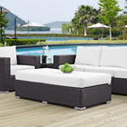 Modway - Convene Terrasse extérieure Tissu Ottoman rectangulaire in Espresso Blanc-Cadre en aluminium revêtu de poudre