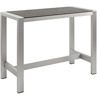 Modway - Shore Terrasse extérieure Aluminium Table de bar rectangulaire, Gris argenté-Table de bar extérieure moderne