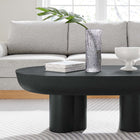 Modway - Caspian Béton ovale Table basse - Noir-Base à double piédestal en forme de trèfle