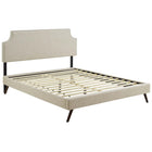 Modway - Corene Tissu Lit à plateforme Queen avec pieds ronds et écartés, Beige-Rembourrage fin en polyester