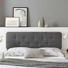 Modway - Collins Touffe Tissu et bois Tête de lit King, Charbon de bois gris-Hévéa et MDF