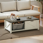 HOMCOM - Table basse style ferme avec étagère de rangement pour salon - blanc-Décoration style ferme adaptée au salon, bureau, dortoir, réception