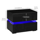 HOMCOM - Table de nuit LED avec 2 tiroirs - noir-Fonctionne parfaitement comme table de chevet, table d’appoint pour canapé ou petit organisateur pour les petites pièces