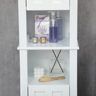Kleankin - Armoire de rangement de salle de bain haute avec étagères - blanc-Couleur : Blanc 