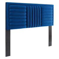 Modway - Believe Chenal Touffé Performance Velvet Tête de lit complète/Queen, Marine-Tête de lit Channel Tufted Full/Queen