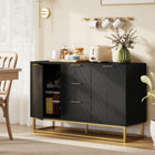HOMCOM - Buffet 47,2 po L avec rangement - noir-Trois tiroirs et deux armoires permettent de ranger les ustensiles et les fournitures quotidiennes 