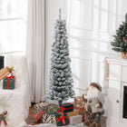 HOMCOM - Arbre de Noël artificiel fin floqué de neige artificielle 5pi-Des branches en plastique réalistes donnent un aspect plein et luxuriant à l'arbre 