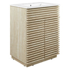 Modway - Render 24" Faux travertin Meuble de salle de bain avec lavabo - Blanc-Combo vanité et lavabo de salle de bain