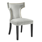 Modway - Curve Performance Velvet Chaises de salle à manger Ensemble de 2 - Gris clair-Velours de performance résistant aux taches