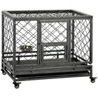 PawHut - Cage pour chien robuste avec roues, dessus ouvrable - 36,4 po x 24,4 po x 31,1 po-Convient aux chiens de taille moyenne plus petits que l’American Eskimo, le Springer Spaniel, etc. 