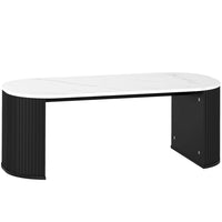 HOMCOM - Table basse avec plateau effet marbre - noir-Table basse moderne avec plateau effet marbre qui valorise la décoration de tout salon