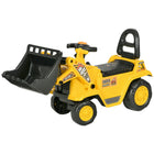 HOMCOM - Véhicule bulldozer porteur pour enfants - jaune-Conception 3-en-1 : bulldozer à chevaucher, trottinette et rangement en un seul 