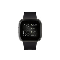 Fitbit – Montre intelligente Versa 2 avec Amazon Alexa, noir/aluminium graphite (FB507BKBK-FRCJK)-Écran tactile pleine couleur de 40 mm avec résolution 300 x 300