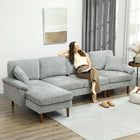 HOMCOM - Canapé sectionnel modulable avec chaise longue - gris-La méridienne peut être placée à droite ou à gauche pour s'adapter à la disposition de la pièce 
