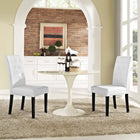 Modway - Confer Vinyle Fauteuil d’appoint de salle à manger Ensemble de 2 - Blanc-Rembourré en faux cuir