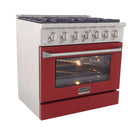 Kucht - 36 po Série KNG Cuisinière Pro Style au gaz propane - Acier inoxydable/Rouge-Allumage électronique avec rallumage automatique réduisant les risques de fuites de gaz pour plus de sécurité