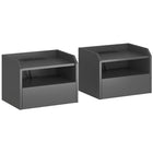 HOMCOM - Tables de nuit flottantes avec station de chargement - noir - lot de 2-La station de recharge intégrée garde vos appareils chargés et prêts à l’emploi