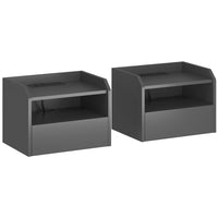 HOMCOM - Tables de nuit flottantes avec station de chargement - noir - lot de 2-La station de recharge intégrée garde vos appareils chargés et prêts à l’emploi