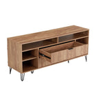 Manhattan Comfort - Meuble TV moderne DUMBO 62,99 po - Brun doré-Assemblage Snap It Comprend des rainures internes de haute qualité pour un assemblage simple sans outils requis