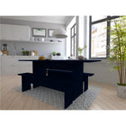 Manhattan Comfort - Ensemble de salle à manger moderne Nomad 172,5 cm - Bleu - Lot de 3-Comprend 1 table et 2 bancs Capacité des bancs Espace pour 2 personnes chacun