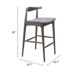 Zuo - Tuzka Tabouret de bar - Gris/Espresso - Ensemble de 2-Garantie limitée de 3 ans