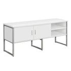 Monarch Specialties - Credence De Bureau - 72 po L - Travail - Travail - Portes De Stockage - Qualité Commerciale - Stratifié Blanc-Crédence élégante et contemporaine de 72 pouces de long en stratifié blanc, de qualité commerciale, avec des pieds réglables modernes en métal argenté et un dos entièrement fini pour un bureau à domicile ou un cadre professionnel tendance et élégant