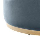 Modway - Tilden Gros velours rond de performance de 38" Rembourré Ottoman - Cadet Blue Natural-Arrivée entièrement assemblée