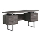Monarch Specialties - 7082 Bureau 60 po L - Metal Argent/Taupe Fonce-Un bureau d'ordinateur élégant et contemporain de 60 pouces de long avec rangement fermé pour créer un espace de travail fonctionnel dans votre bureau à domicile.