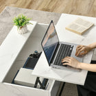 HOMCOM - Table basse relevable avec compartiment de rangement caché - blanc-Couleur : Marbre blanc, Noir
