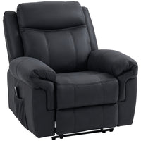 HOMCOM - Fauteuil inclinable manuel avec massage par vibrations et poches latérales - noir-2 niveaux d’intensité, 8 modes de massage et minuteries de 5, 30 ou 60 minutes 