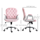 Vinsetto - Chaise d’ordinateur pivotante à 360-degrés avec siège rembourré et hauteur réglable - rose-Siège pivotant à 360 degrés pour une mobilité aisée et une exécution optimale des tâches