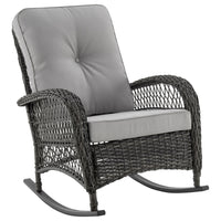 Manhattan Comfort - Fauteuil à bascule traditionnel d'extérieur Fruttuo 75 cm (29,52") - Gris mélangé-Chaise berçante d'extérieur traditionnelle pour patio