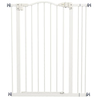 Porte pour animaux de compagnie PawHut - 29"-34" L avec porte à pression pour chiens et escaliers - Blanc-La porte se ferme automatiquement si elle est laissée ouverte entre un angle de 30° et 90°