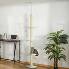 PawHut - Arbre à chat du sol au plafond 87 po-102 po avec kit anti-basculement - jaune-Le doux tissu pelucheux sur les plateformes offre du confort aux chats qui font la sieste 